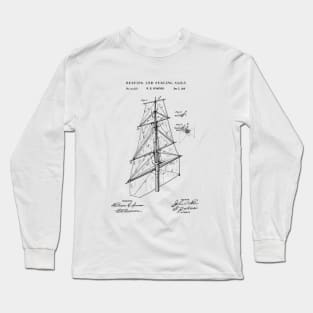 Ship's Sail Rigging Patent Image 1878 Long Sleeve T-Shirt